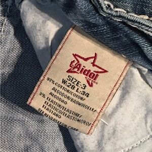 LA Idol White Stitched Bootcut Jeans Y2K Size 3 Bling Flap Pockets Insea…